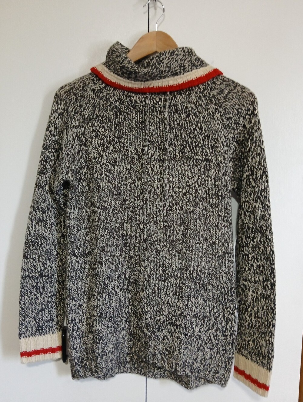 Bluenotes Marled Cowl Neck Cabin Sweater - Grey Cream Knit - Size Small